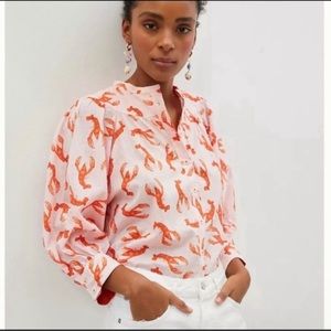 Maeve Anthropologie Whimsy Lobster Button Up Blouse size 2x